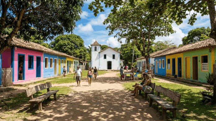 aldeia-de-casas-coloridas-do-nordeste,-fundada-em-1586,-abriga-um-pequeno-vilarejo-de-alma-simples,-protegido-pelo-iphan aldeia-de-casas-coloridas-do-nordeste,-fundada-em-1586,-abriga-um-pequeno-vilarejo-de-alma-simples,-protegido-pelo-iphan