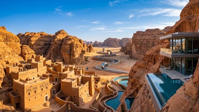a-arabia-saudita-esta-prestes-a-transformar-o-deserto-com-um-megaprojeto-de-r$-15-bilhoes-a-ceu-aberto,-mais-de-900-casas-de-barro-e