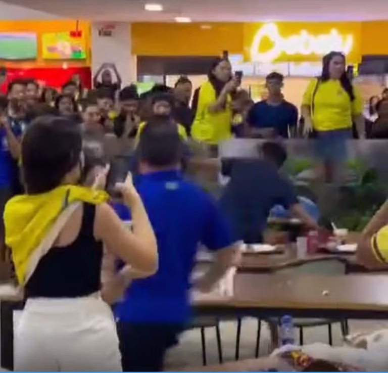 confusao-apos-eliminacao-do-brasil-termina-em-briga-generalizada-dentro-de-shopping-em-pernambuco;-veja-o-video